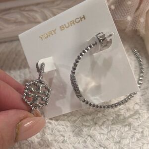 Tory Burch Silver and Gray Earrings